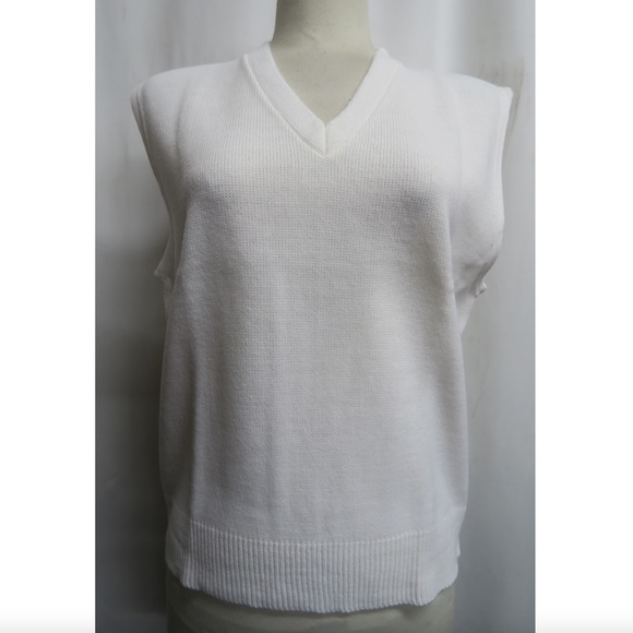 NEW - Vintage Youth V-Neck Pullover Vest - White - Picture 1 of 2